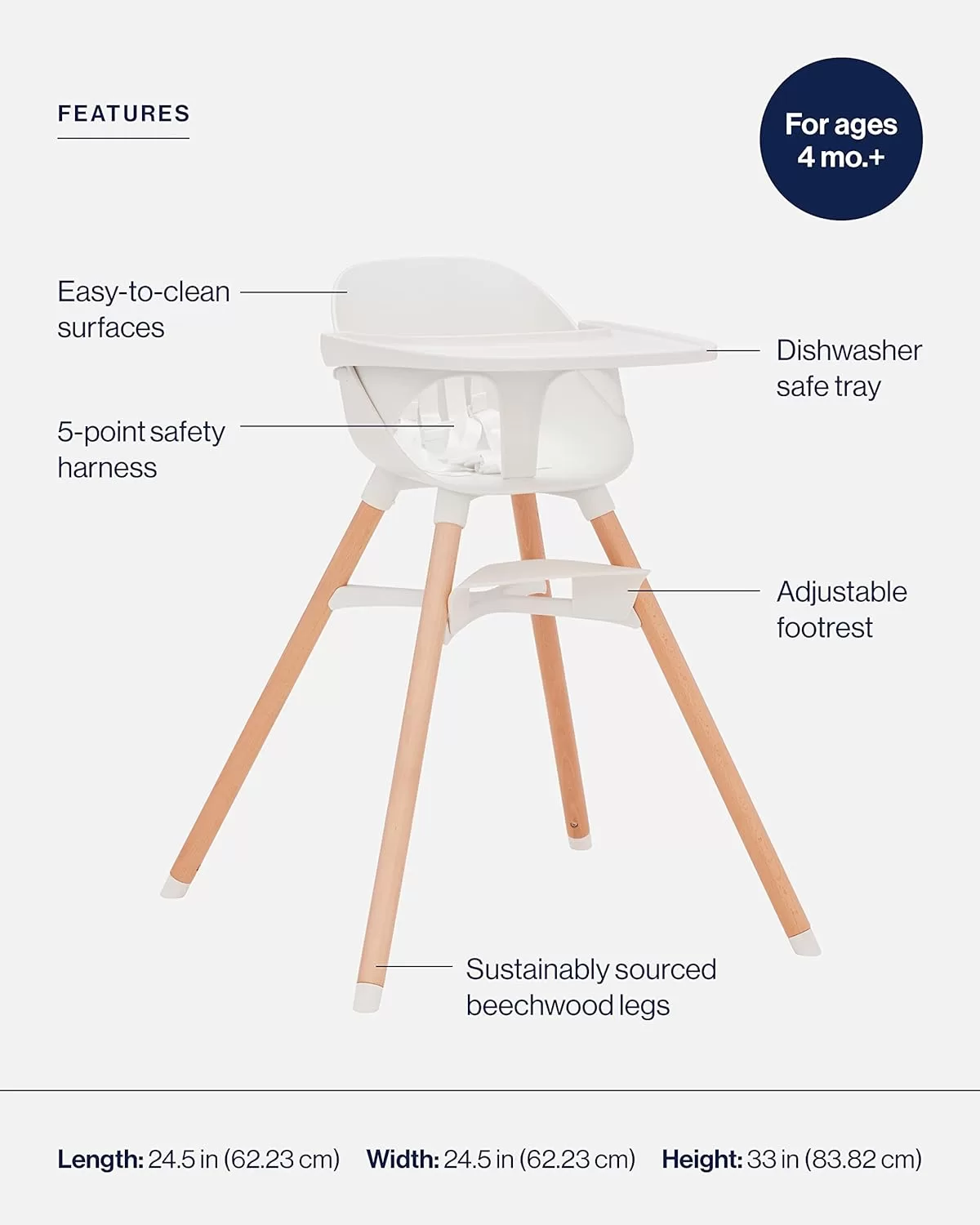 Lalo The Chair Convertible 3-in-1 High Chair for Babies and Toddlers - Wooden