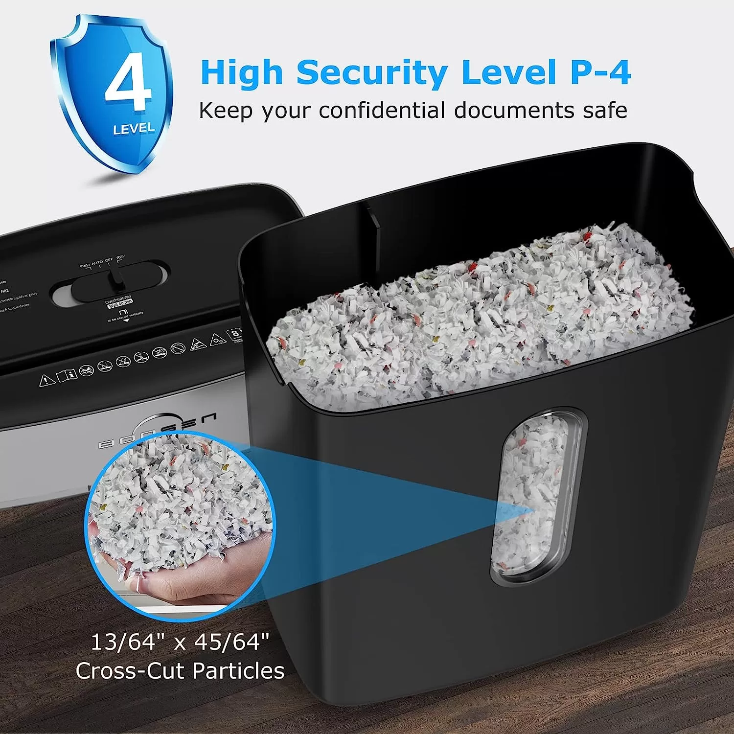 BONSEN Shredder for Home Office, 8-Sheet Crosscut Credit Card Shredder (S3101)