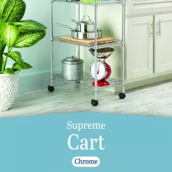 Whitmor 3 Tier Chrome Supreme Cart-Rolling Utility Organizer