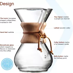 Chemex Pour-Over Glass Coffeemaker - Classic Series - 6-Cup - Exclusive Packaging
