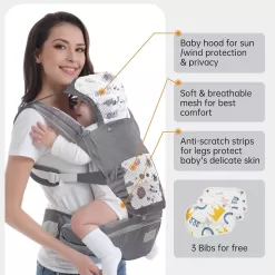 Baby Carrier Newborn to Toddler, Mumgaroo Ergonomic 6-in-1 Baby Carrier