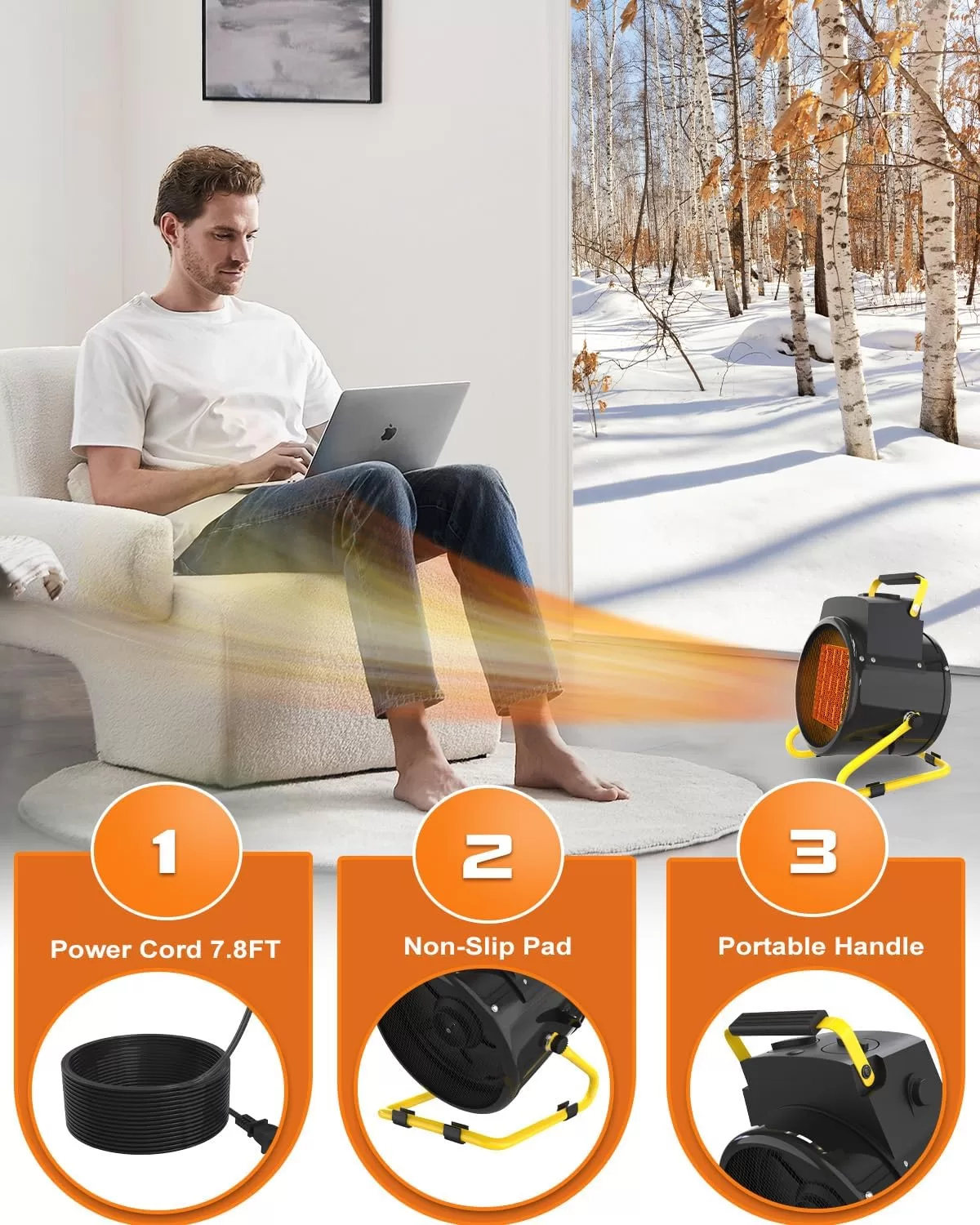 AOBMAXET Outdoor Heaters for Patio, 1500W Portable Electric Garage Heater