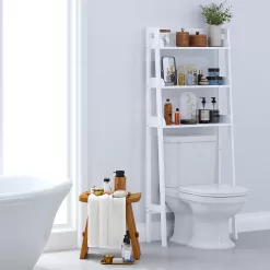 UTEX 3-Shelf Bathroom Organizer Over The Toilet, 3-Tier Shelf, Spacesaver (White)