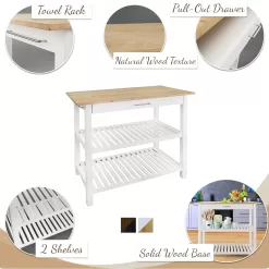 Casual Home Solid Hardwood Top, Natural/White, 40