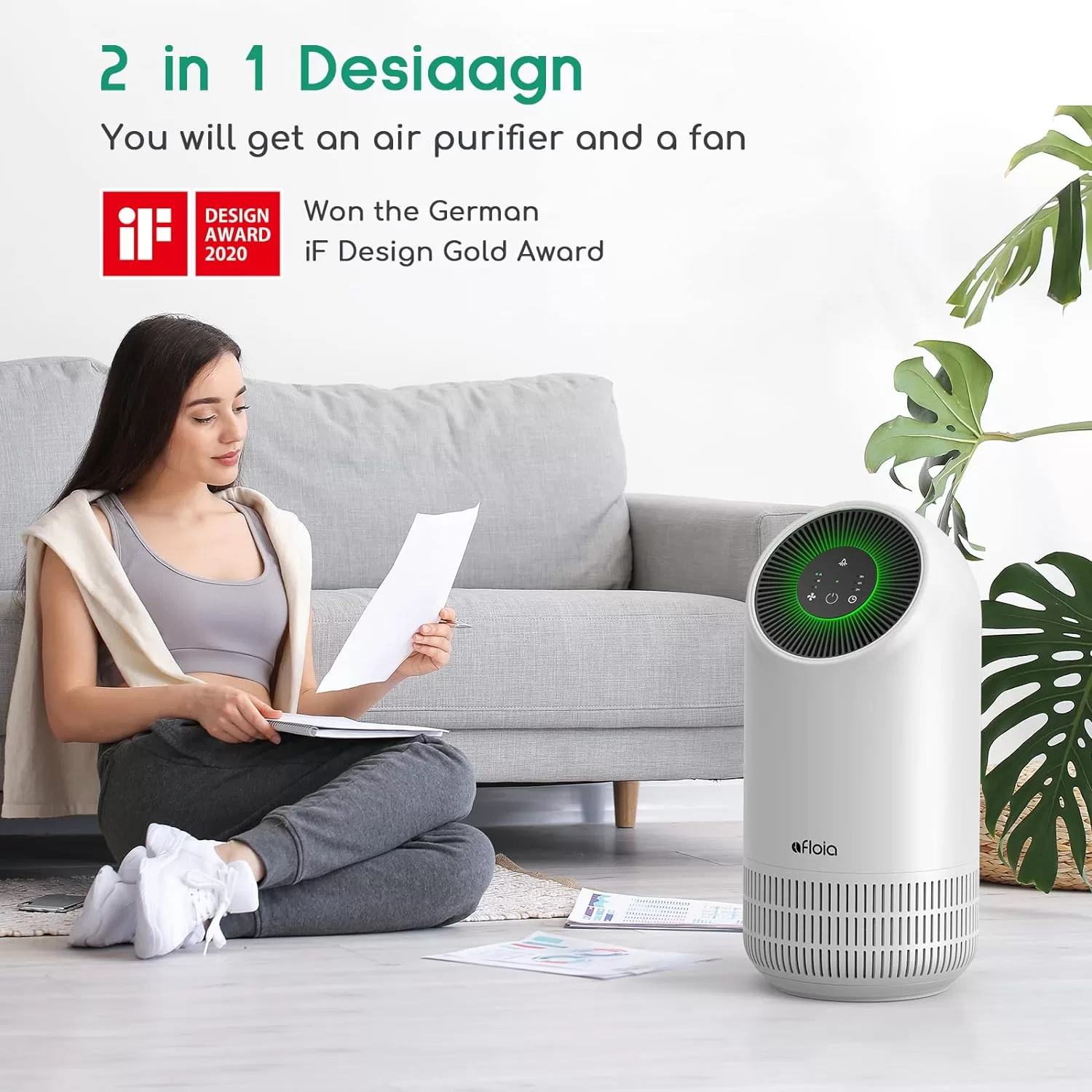 Afloia Hepa Air Purifiers for Home - Large Room Up to 880 Ft², H13 Ture Hepa Filter Air Cleaner, Fillo White