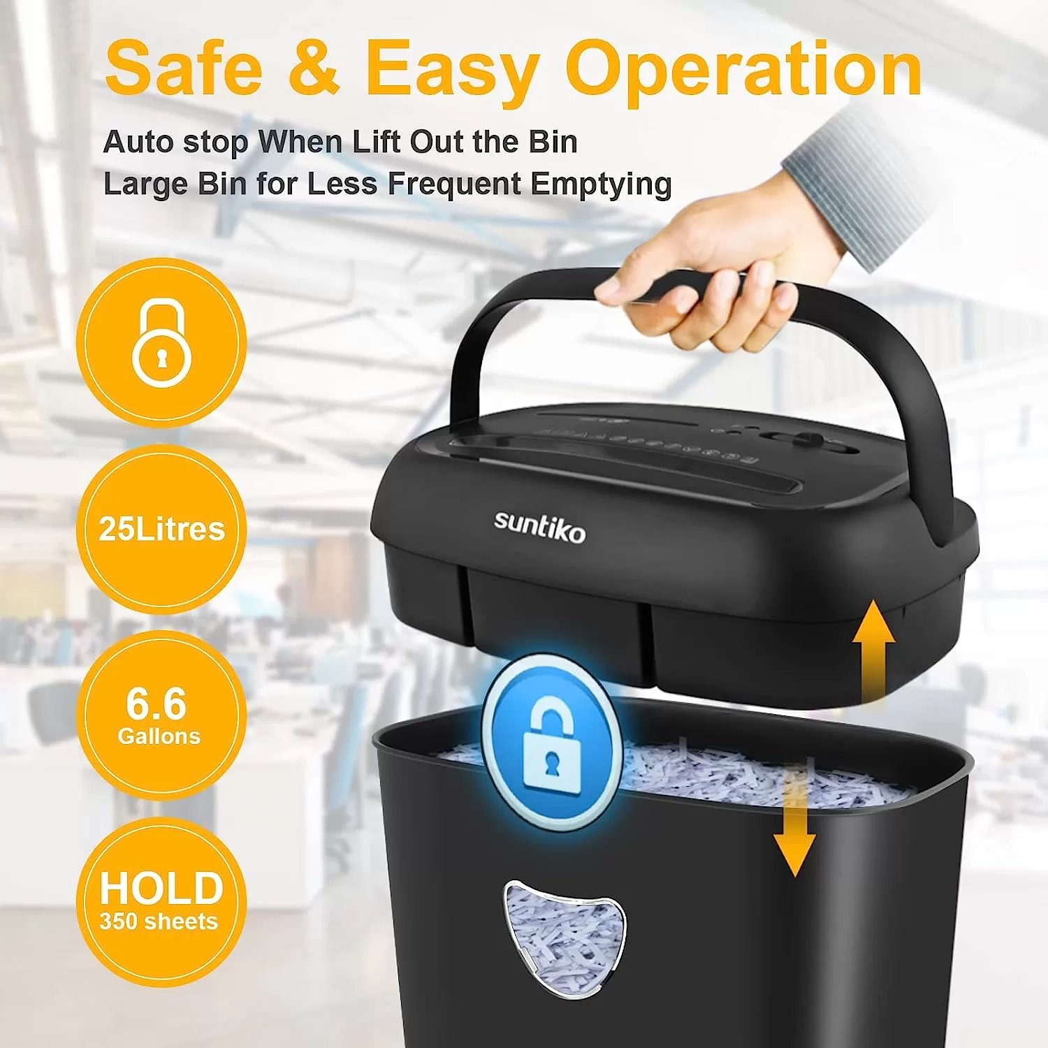 Paper Shredder, 14-Sheet Cross Cut with 6.6-Gallon Basket, P-4 Security Level