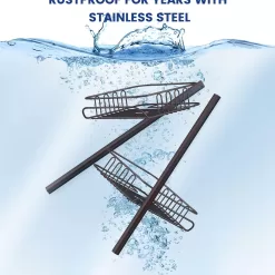 SEIRIONE Tension Corner Shower Pole Caddy, Rustproof Stainless Steel, Oil Bronze