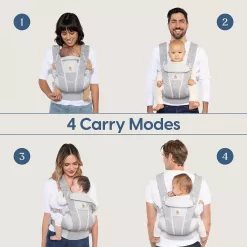 Ergobaby All Carry Positions Breathable Mesh Baby Carrier with Enhanced Lumbar Support & Airflow (7-45 Lb), Omni Breeze, Pearl Grey