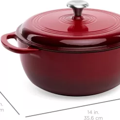 Best Choice Products 6qt Ceramic Non-Stick Heavy-Duty Cast Iron Dutch Oven w/Enamel Coating, Red