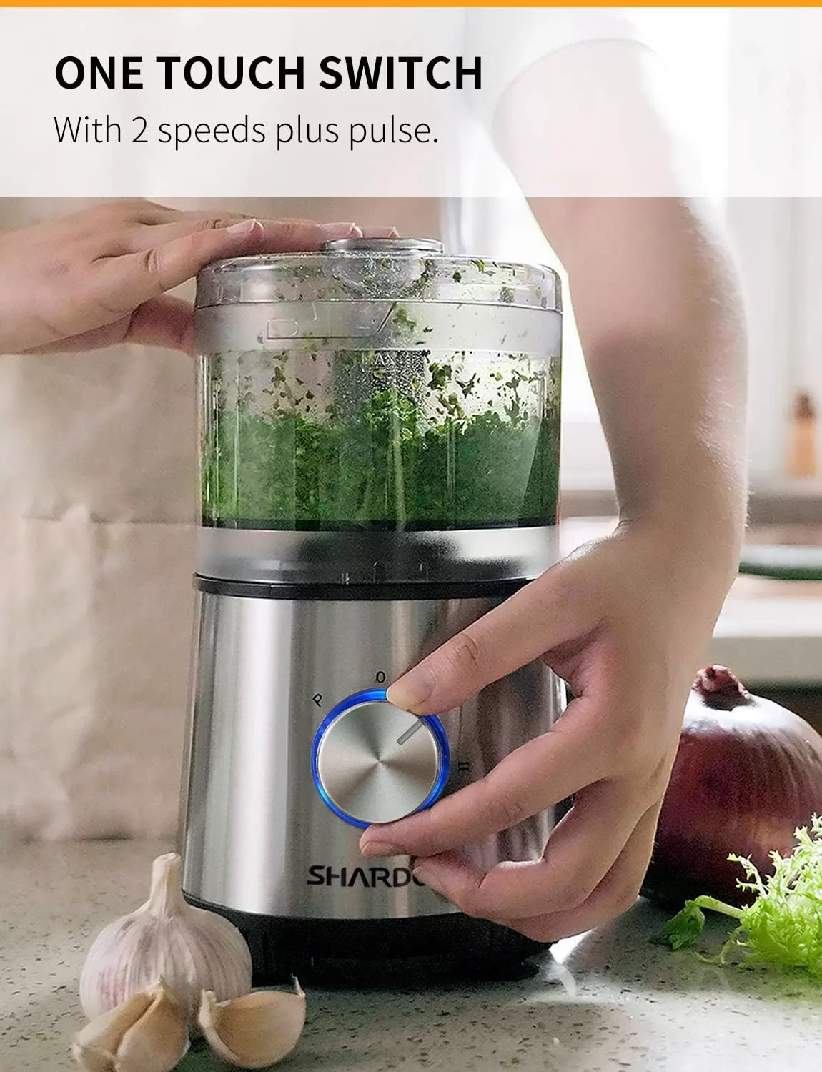 SHARDOR 3.5-Cup Food Processor Vegetable Chopper, 350 Watts with 2 Speeds Plus Pulse, Silver