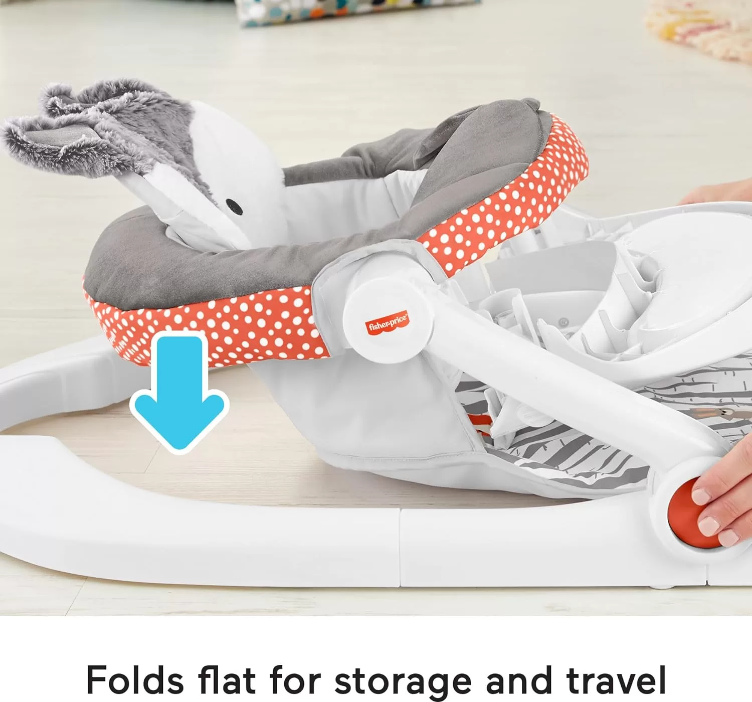 Fisher-Price Baby Portable Baby Chair Premium Sit-Me-Up Floor Seat with Snack Tray and Toy Bar,Plush Seat Pad, Peek-a-Boo Fox