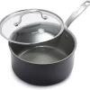 GreenPan Chatham Hard Anodized Healthy Ceramic Nonstick, 3QT Saucepan Pot with Lid, PFAS-Free, Dishwasher Safe, Oven Safe, Gray