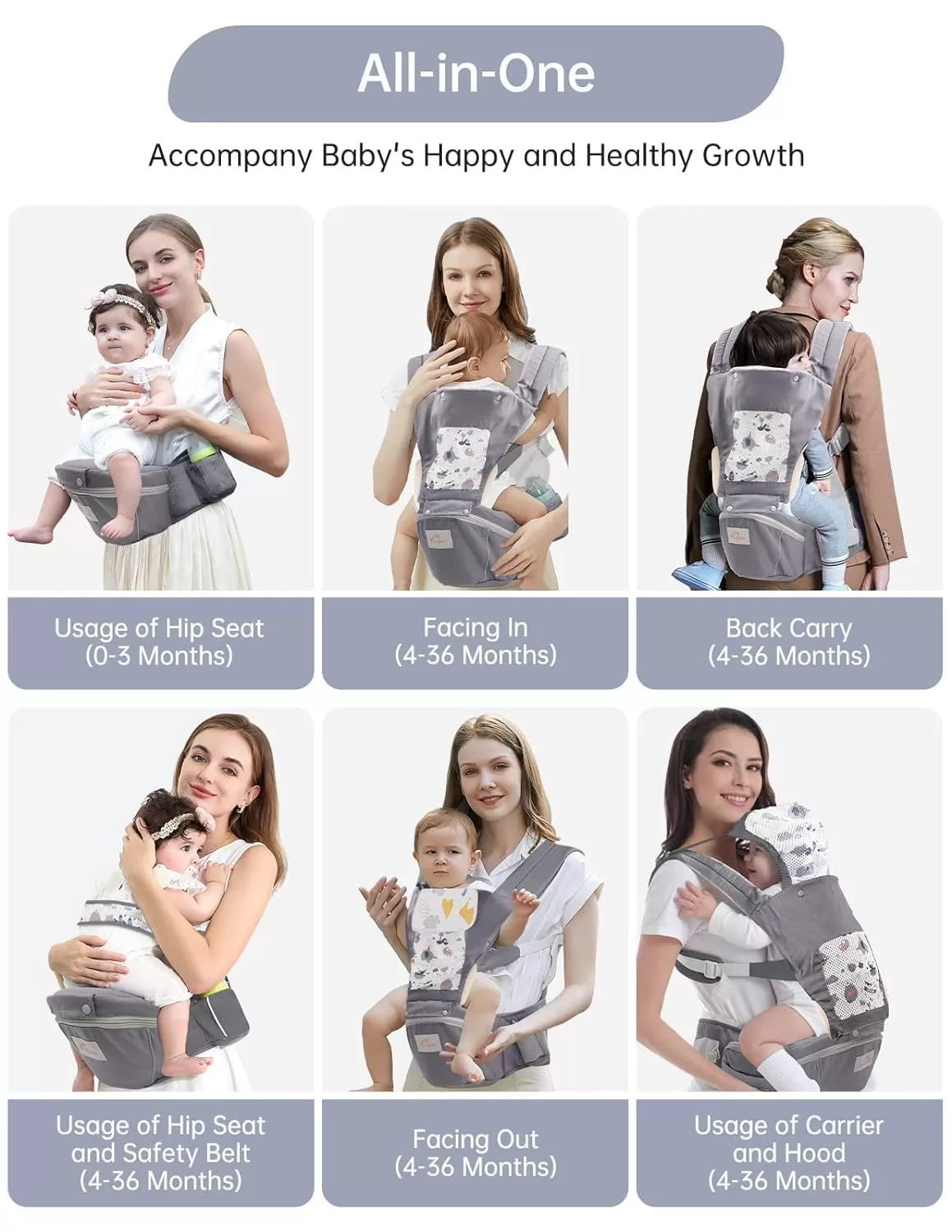 Baby Carrier Newborn to Toddler, Mumgaroo Ergonomic 6-in-1 Baby Carrier