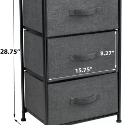 Sorbus Nightstand with 3 Drawers - Bedside Furniture & Accent End Table Storage Tower for Home, (Black/Charcoal)
