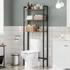 HOOBRO Over The Toilet Storage, 3-Tier Industrial Bathroom Organizer, Rustic Brown BF41TS01