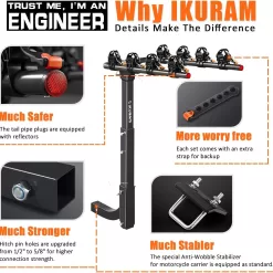IKURAM R 2 Bike Rack Bicycle Carrier Racks Hitch Mount Double Foldable Rack for Cars, Trucks, SUV's and minivans with a 2
