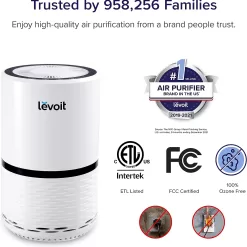 LEVOIT Air Purifiers for Home, HEPA Filter for Smoke, Dust and Pollen in Bedroomite
