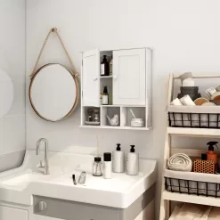 TaoHFE Bathroom Wall Cabinet with 2 Door Adjustable Shelves