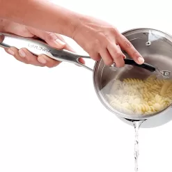 AVACRAFT Stainless Steel Saucepan with Glass Strainer Lid, Two Side Spouts for Easy Pour