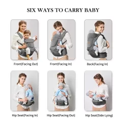 Baby Carrier with Hip Seat, Baby Carrier Newborn to Toddler (Black)