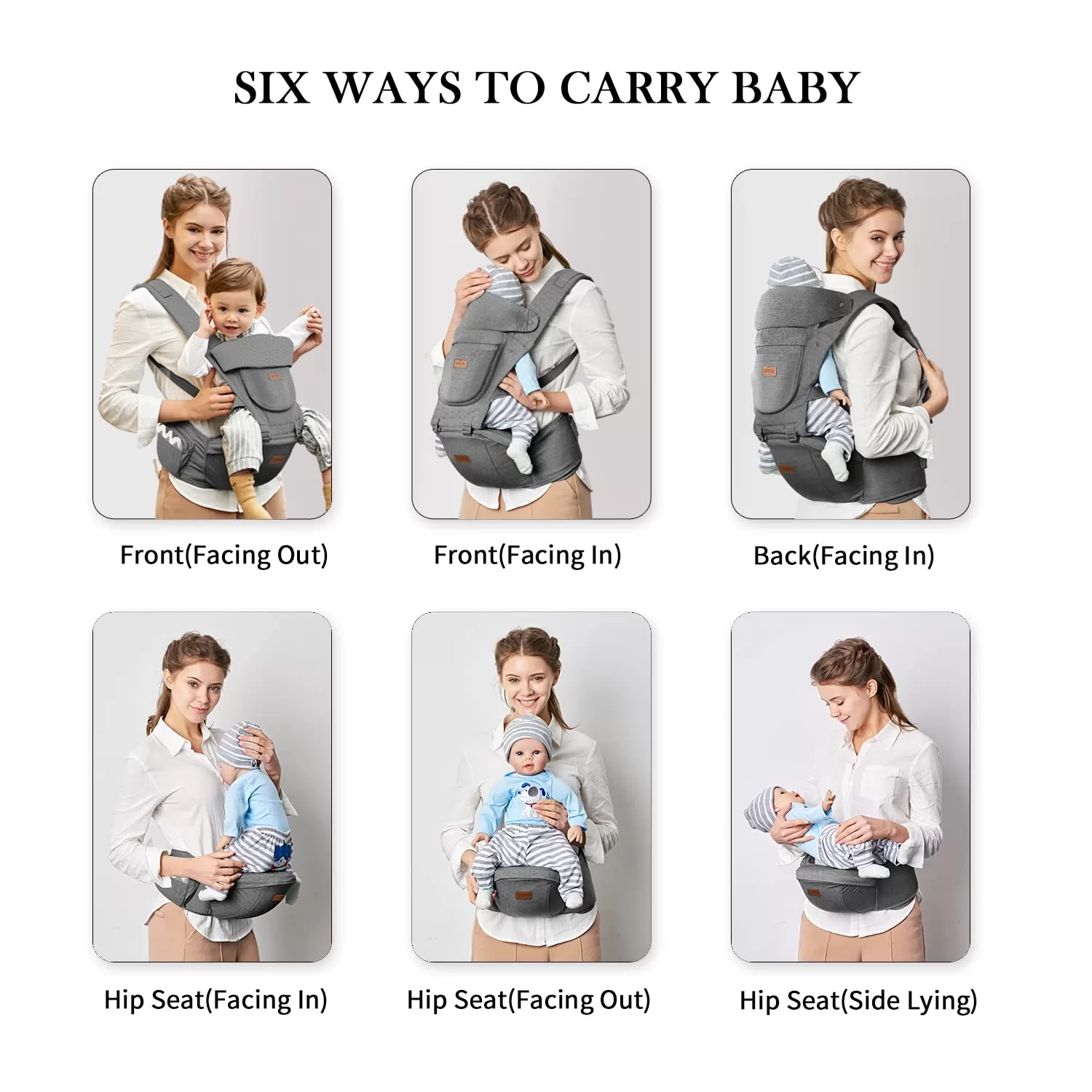 Baby Carrier with Hip Seat, Baby Carrier Newborn to Toddler (Black)