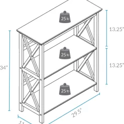 Casual Home 3-Shelf Montego Bookcase, White