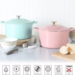 MARTHA STEWART Gatwick 7 QT Enamel Cast Iron Dutch Oven, Martha Blue