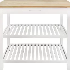 Casual Home Solid Hardwood Top, Natural/White, 40
