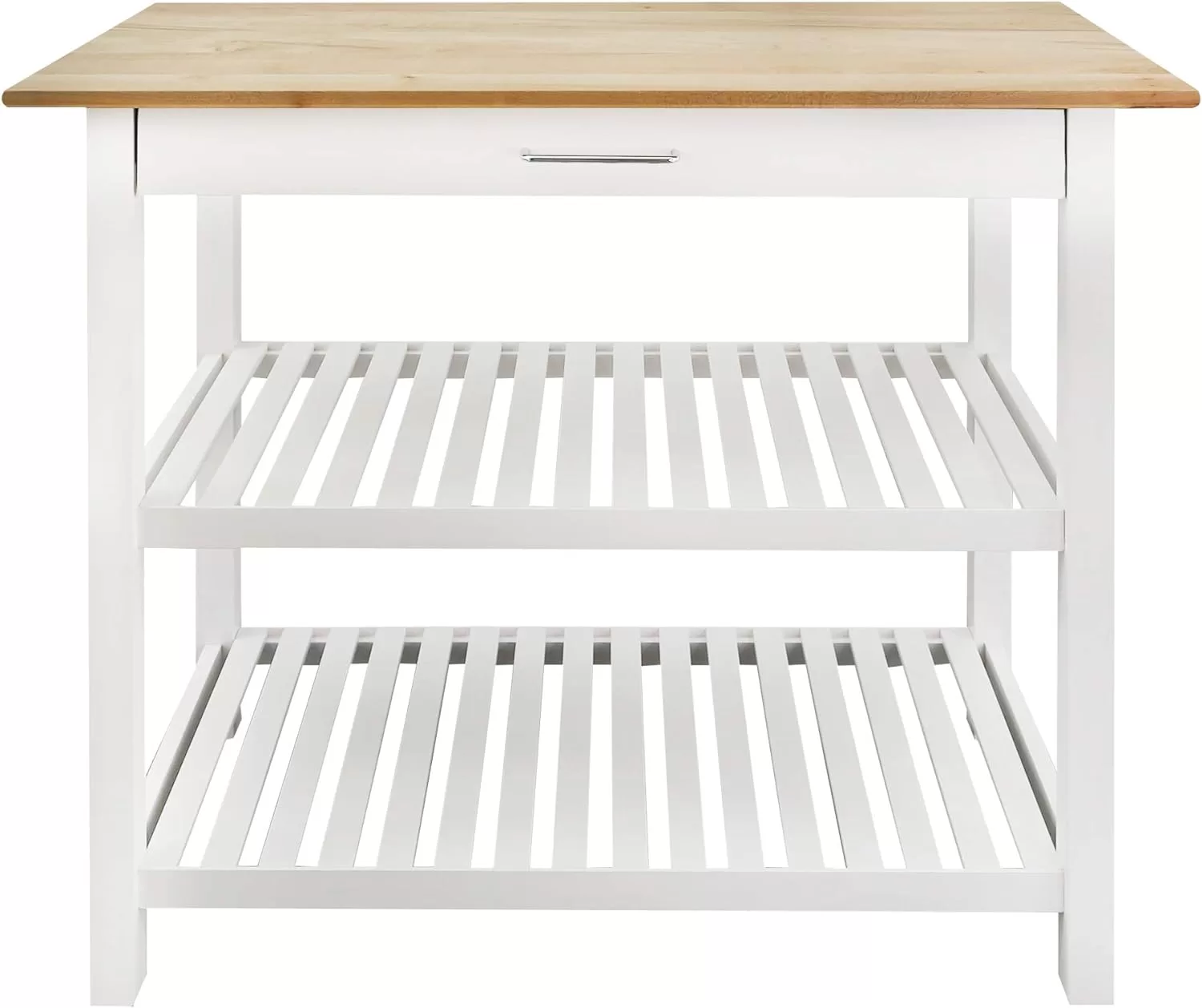 Casual Home Solid Hardwood Top, Natural/White, 40" W (373-91) Kitchen Island, Natural&White