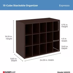ClosetMaid 15 Cube Stackable Storage Organizer for Shoes, Espresso