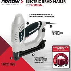 Arrow Heavy Duty Electric Brad Nailer, Professional Nail Gun