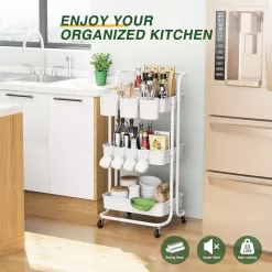 Versatile 3-Tier Rolling Utility Cart for Organized Storage