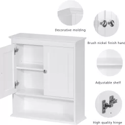 Spirich Home Bathroom Cabinet Wall Mounted with Doors, White
