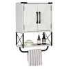 RUSTOWN Farmhouse Rustic Medicine Cabinet with Two Barn Door (Vintage White)