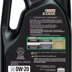 Castrol Edge 0W-20 Advanced Full Synthetic Motor Oil, 5 Quarts