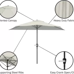 Pure Garden 9 Foot Half Round Patio Umbrella