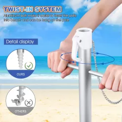 Portable Beach Umbrella for Sand: 7FT Arc Length 6.5FT Diameter Outdoor Umbrella