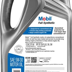 Mobil Full Synthetic Motor Oil 5W-30, 5 Quart