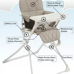 Primo PopUp Folding High Chair, 28x24x38 Inch (Pack of 1)