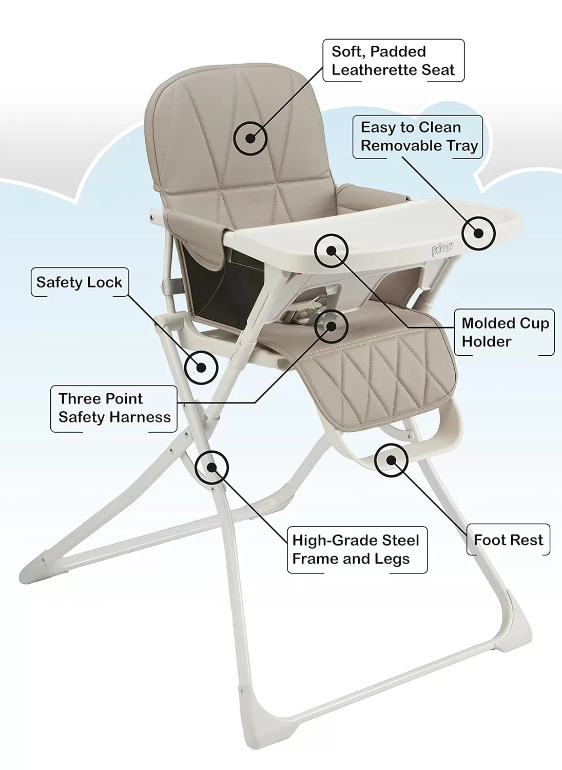 Primo PopUp Folding High Chair, 28x24x38 Inch (Pack of 1)