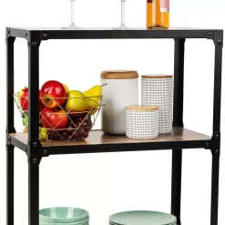 Mind Reader Woodland Collection, Rolling 3-Tier Kitchen Microwave Cart, 23