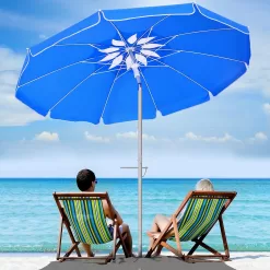Portable Beach Umbrella for Sand: 7FT Arc Length 6.5FT Diameter Outdoor Umbrella