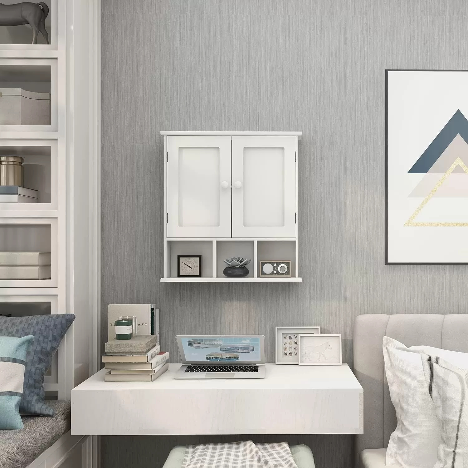 TaoHFE Bathroom Wall Cabinet with 2 Door Adjustable Shelves