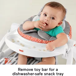 Fisher-Price Baby Portable Baby Chair Premium Sit-Me-Up Floor Seat with Snack Tray and Toy Bar,Plush Seat Pad, Peek-a-Boo Fox