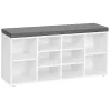 VASAGLE Shoe Bench with Cushion, Storage Bench with Padded Seat, Entryway Bench, White and Gray ULHS10WT