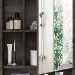 ChooChoo Bathroom Wall Mirror Cabinet, Medicine Cabinet, Grey
