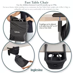 Inglesina Fast Table Chair - Award-Winning Baby High Chair - Black