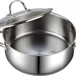 Cooks Standard Dutch Oven Casserole with Glass Lid, 7-Quart Classic Stainless Steel Stockpot, Silver