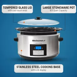 Elite Gourmet MST-900D Digital Programmable Slow Cooker (8.5 Quart, Stainless Steel)