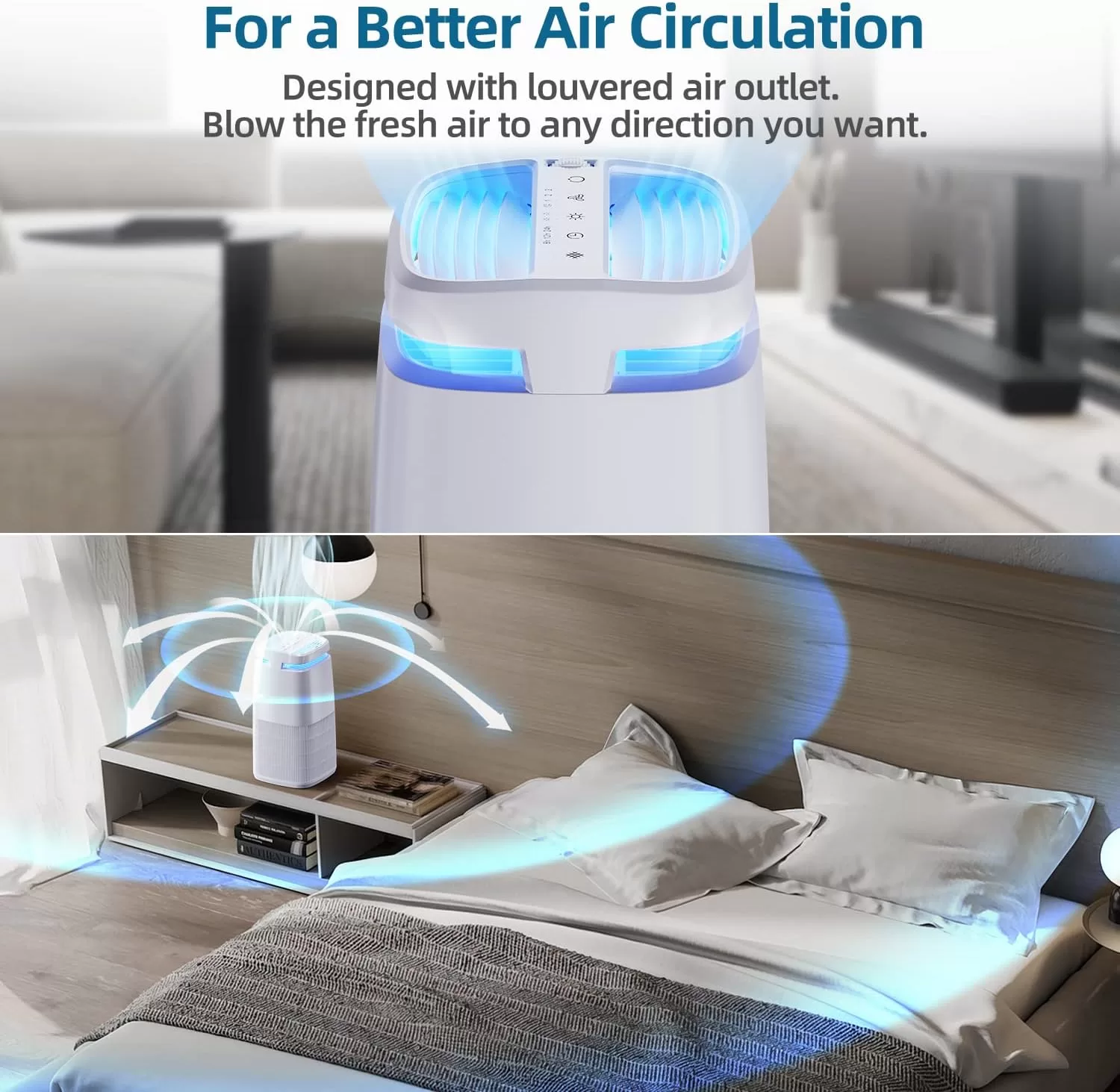 POMORON MJ002H 4-in-1 Air Purifiers for Home, H13 True Hepa Filte, White